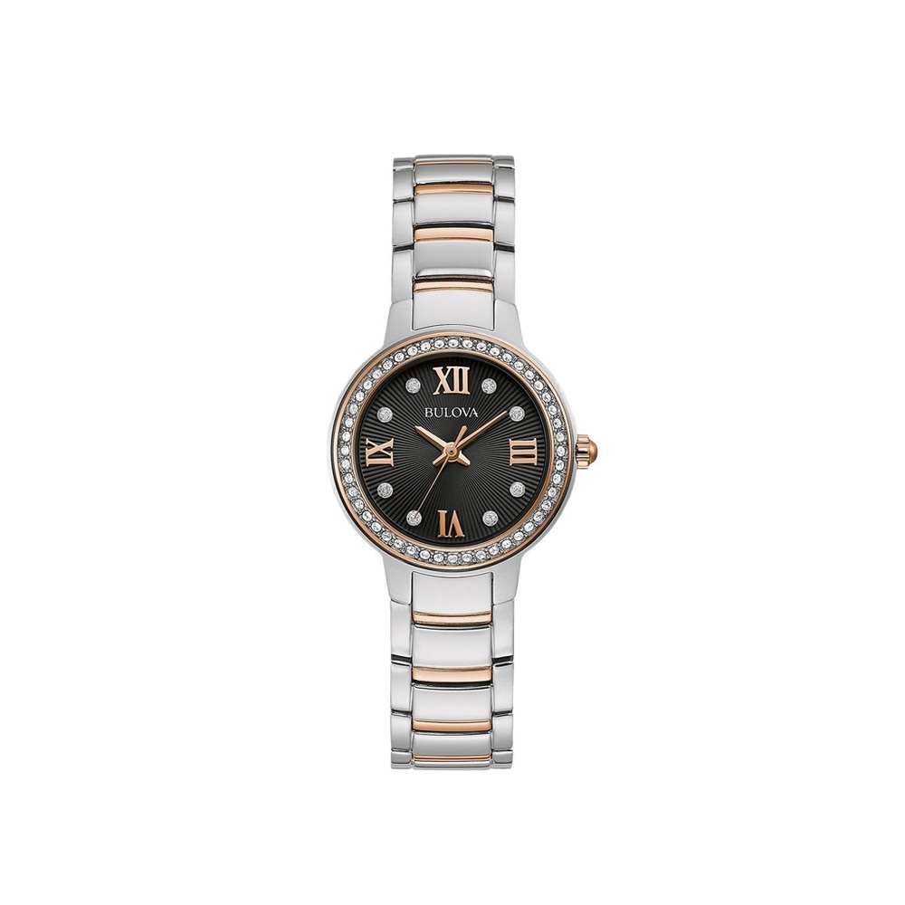 Bulova 28MM Stainless Steel Crystal Studded Bracelet Watch